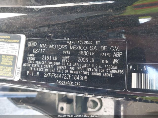 Photo 8 VIN: 3KPFK4A72JE184308 - KIA FORTE 