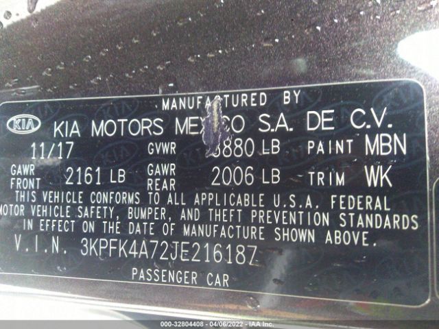 Photo 8 VIN: 3KPFK4A72JE216187 - KIA FORTE 