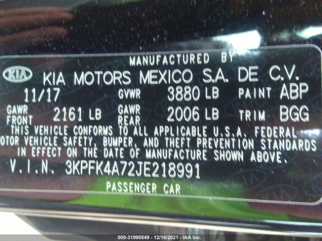 Photo 8 VIN: 3KPFK4A72JE218991 - KIA FORTE 