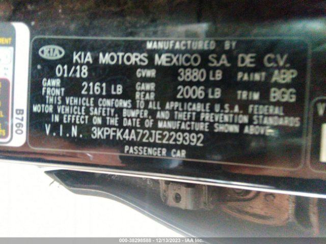 Photo 8 VIN: 3KPFK4A72JE229392 - KIA FORTE 