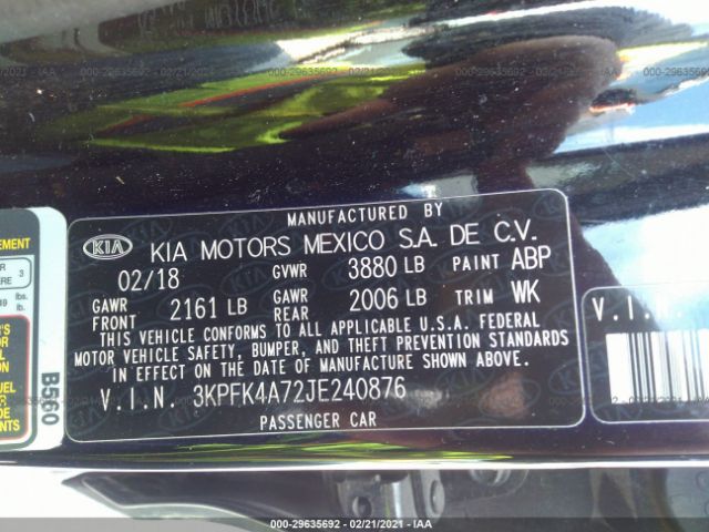 Photo 8 VIN: 3KPFK4A72JE240876 - KIA FORTE 