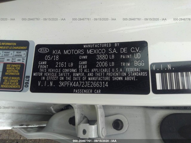 Photo 8 VIN: 3KPFK4A72JE266314 - KIA FORTE 