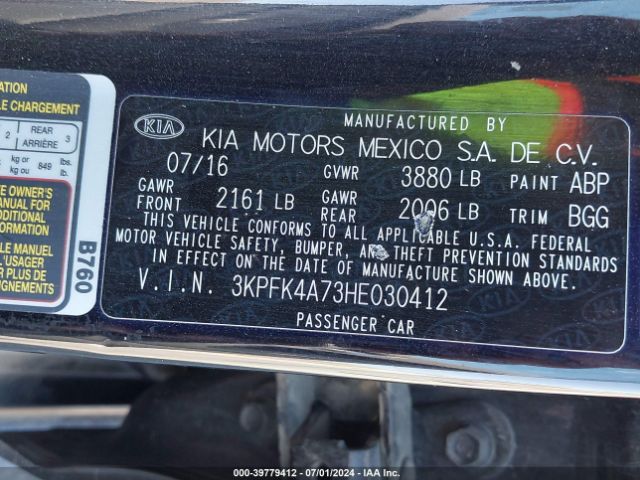 Photo 8 VIN: 3KPFK4A73HE030412 - KIA FORTE 