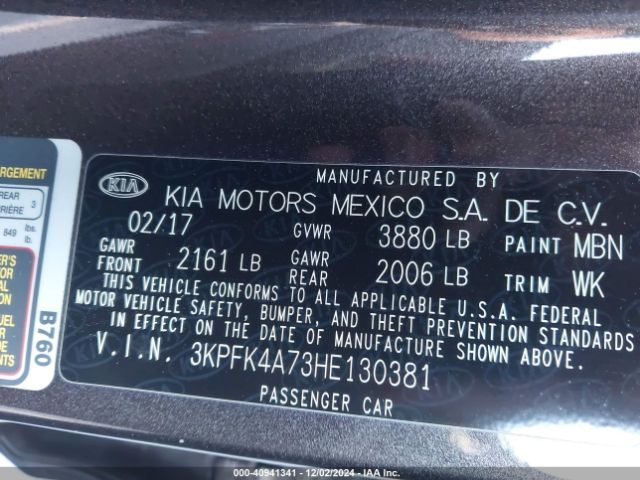 Photo 8 VIN: 3KPFK4A73HE130381 - KIA FORTE 