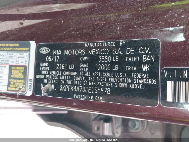 Photo 8 VIN: 3KPFK4A73JE165878 - KIA FORTE 