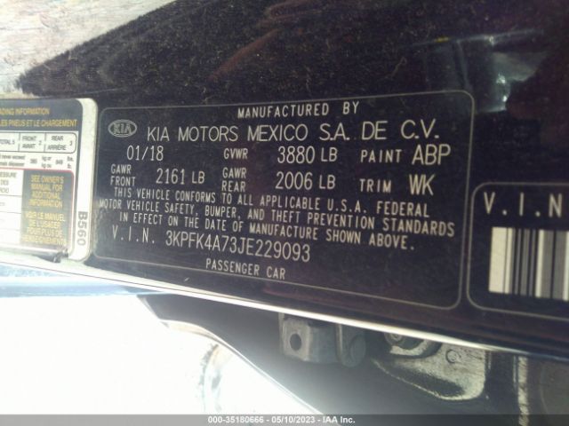 Photo 8 VIN: 3KPFK4A73JE229093 - KIA FORTE 