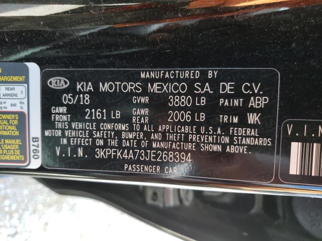 Photo 9 VIN: 3KPFK4A73JE268394 - KIA FORTE LX 