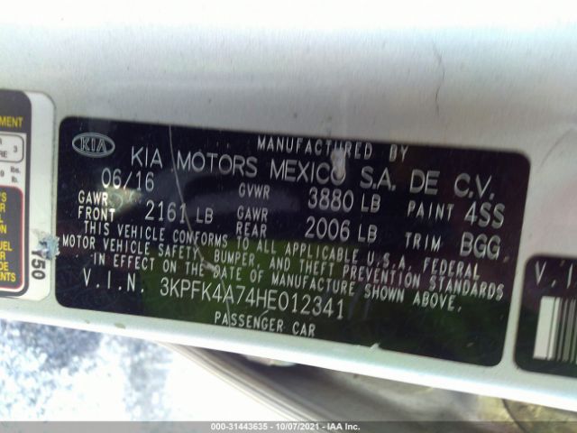 Photo 8 VIN: 3KPFK4A74HE012341 - KIA FORTE 