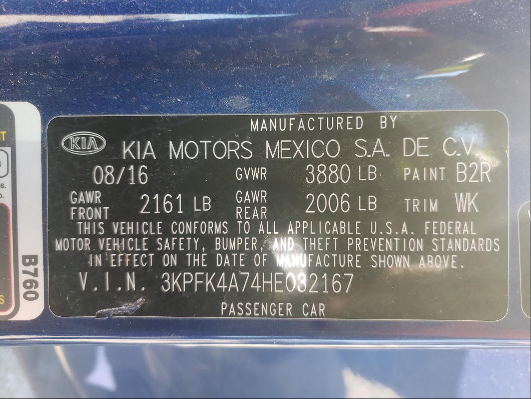 Photo 9 VIN: 3KPFK4A74HE032167 - KIA FORTE 