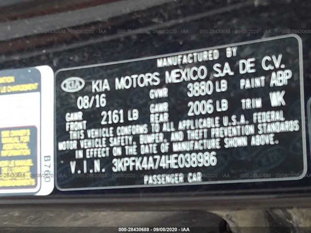 Photo 8 VIN: 3KPFK4A74HE038986 - KIA FORTE 