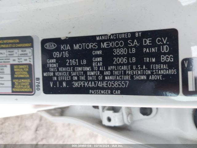 Photo 8 VIN: 3KPFK4A74HE058557 - KIA FORTE 