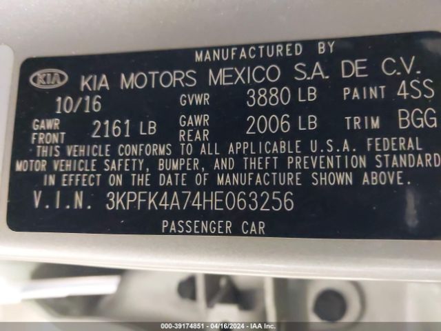 Photo 8 VIN: 3KPFK4A74HE063256 - KIA FORTE 