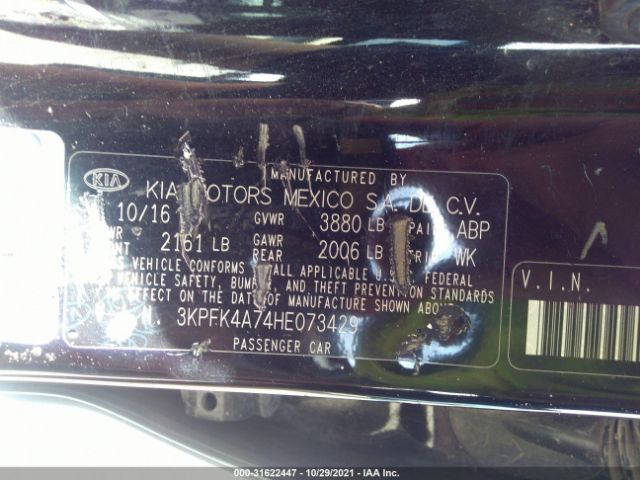 Photo 8 VIN: 3KPFK4A74HE073429 - KIA FORTE 