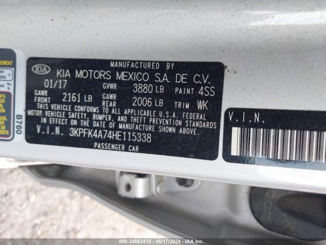 Photo 8 VIN: 3KPFK4A74HE115338 - KIA FORTE 