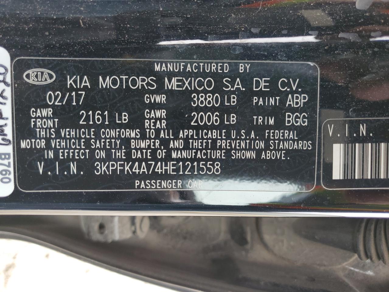 Photo 11 VIN: 3KPFK4A74HE121558 - KIA FORTE 