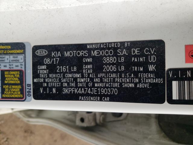 Photo 9 VIN: 3KPFK4A74JE190370 - KIA FORTE 