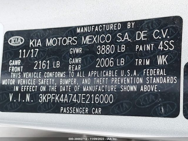 Photo 8 VIN: 3KPFK4A74JE216000 - KIA FORTE 