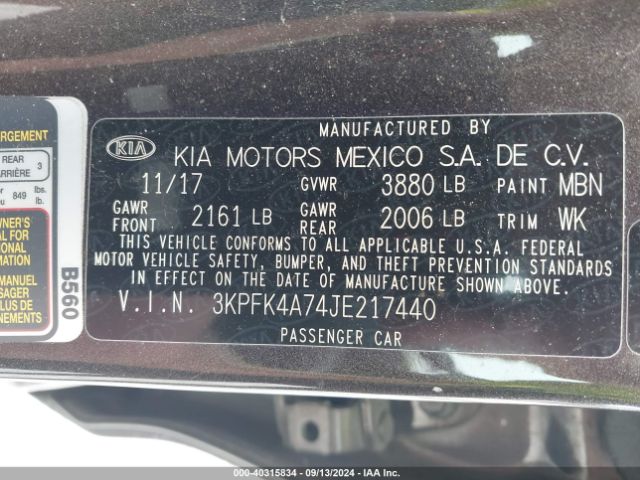 Photo 8 VIN: 3KPFK4A74JE217440 - KIA FORTE 