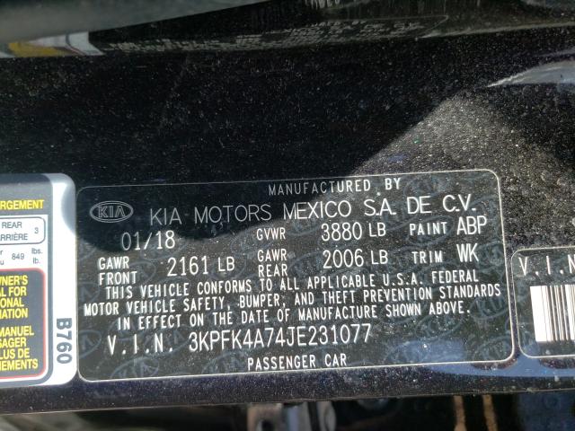 Photo 9 VIN: 3KPFK4A74JE231077 - KIA FORTE LX 