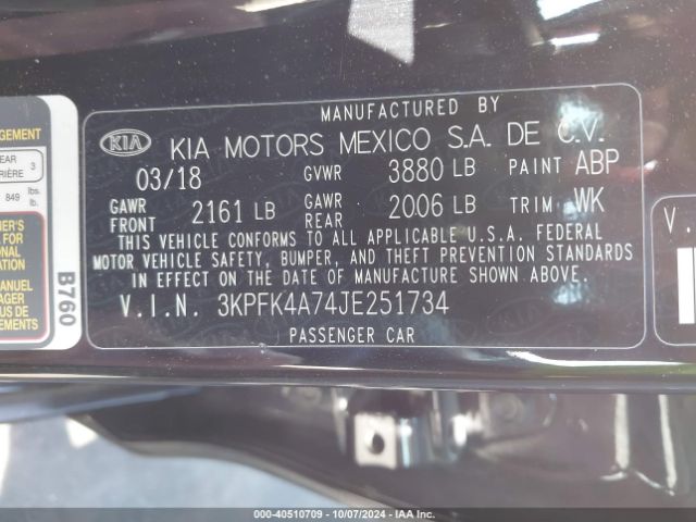 Photo 8 VIN: 3KPFK4A74JE251734 - KIA FORTE 