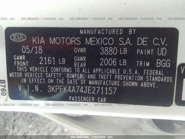 Photo 8 VIN: 3KPFK4A74JE271157 - KIA FORTE 