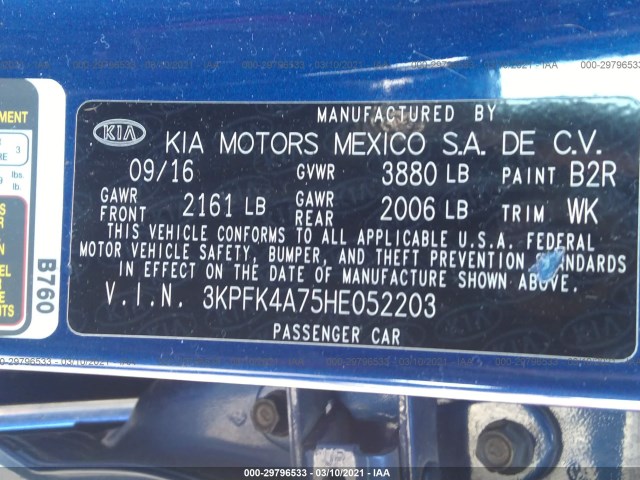 Photo 8 VIN: 3KPFK4A75HE052203 - KIA FORTE 