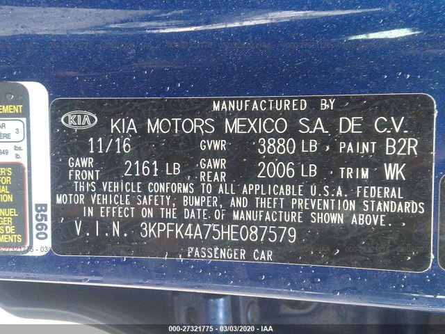 Photo 8 VIN: 3KPFK4A75HE087579 - KIA FORTE 