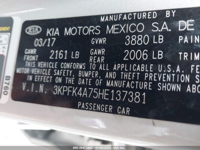 Photo 8 VIN: 3KPFK4A75HE137381 - KIA FORTE 