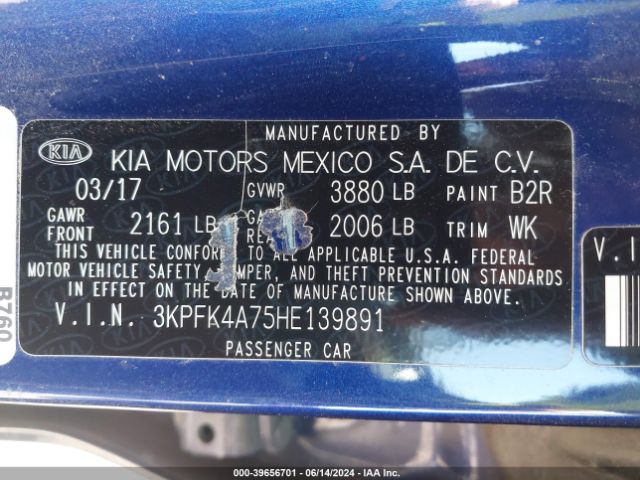 Photo 8 VIN: 3KPFK4A75HE139891 - KIA FORTE 