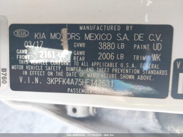 Photo 8 VIN: 3KPFK4A75HE142631 - KIA FORTE 