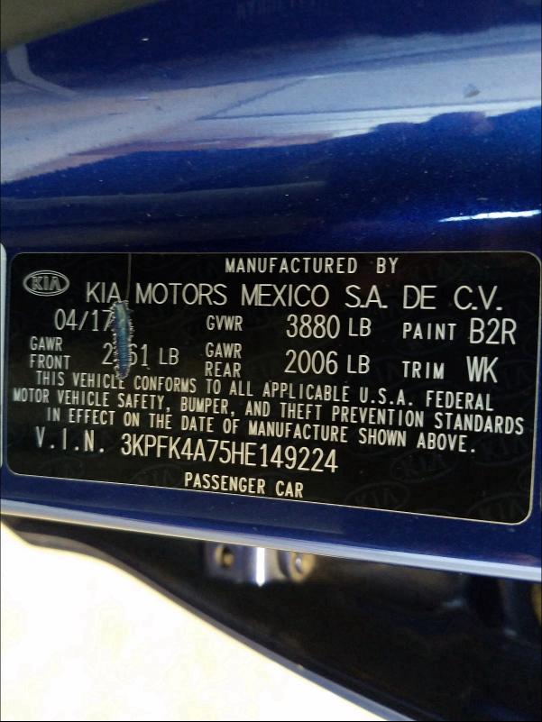 Photo 9 VIN: 3KPFK4A75HE149224 - KIA FORTE 