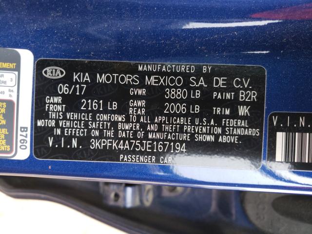 Photo 9 VIN: 3KPFK4A75JE167194 - KIA FORTE LX 