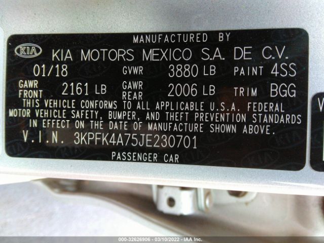 Photo 6 VIN: 3KPFK4A75JE230701 - KIA FORTE 