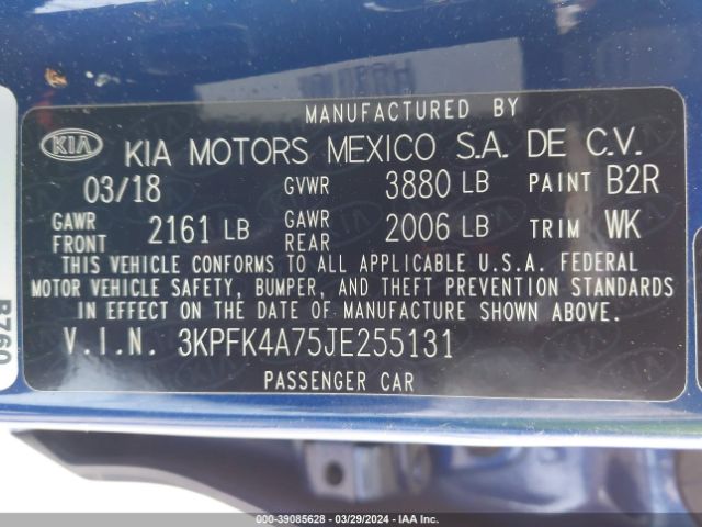 Photo 8 VIN: 3KPFK4A75JE255131 - KIA FORTE 