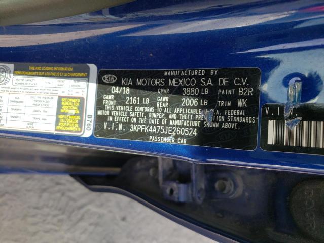 Photo 9 VIN: 3KPFK4A75JE260524 - KIA FORTE LX 