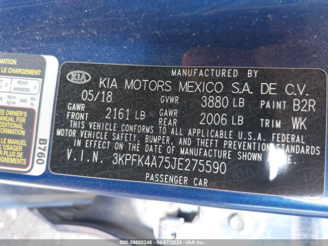 Photo 8 VIN: 3KPFK4A75JE275590 - KIA FORTE 