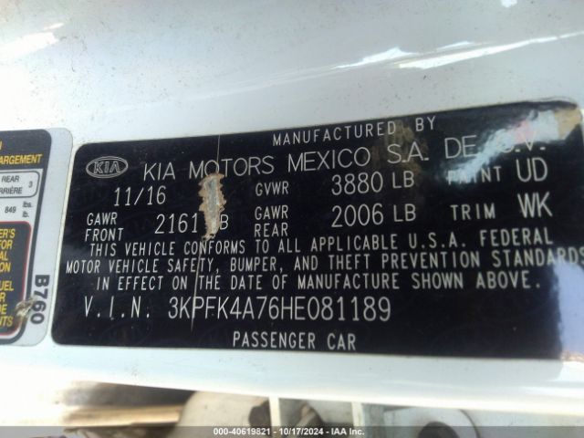 Photo 8 VIN: 3KPFK4A76HE081189 - KIA FORTE 