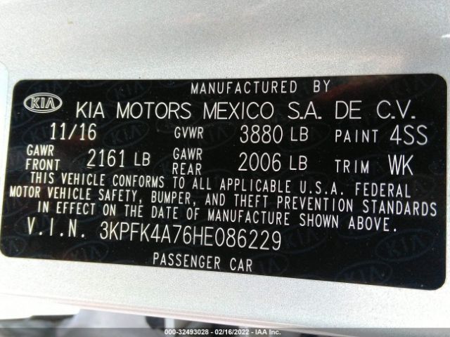 Photo 8 VIN: 3KPFK4A76HE086229 - KIA FORTE 