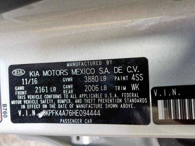 Photo 9 VIN: 3KPFK4A76HE094444 - KIA FORTE LX 