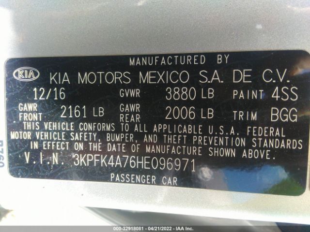 Photo 8 VIN: 3KPFK4A76HE096971 - KIA FORTE 