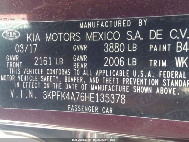 Photo 8 VIN: 3KPFK4A76HE135378 - KIA FORTE 