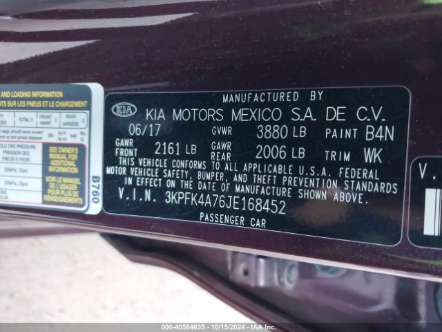 Photo 8 VIN: 3KPFK4A76JE168452 - KIA FORTE 