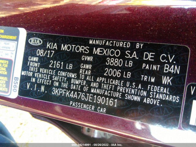 Photo 8 VIN: 3KPFK4A76JE190161 - KIA FORTE 