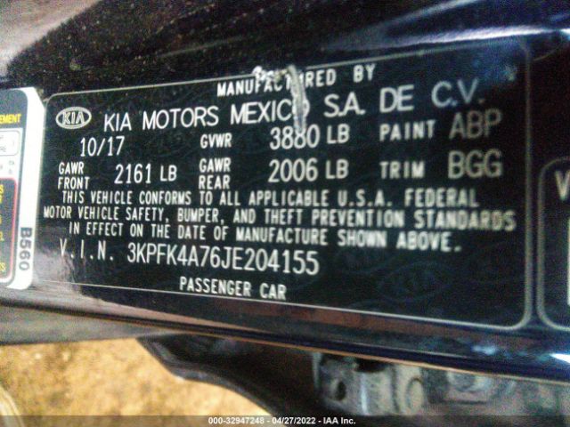 Photo 8 VIN: 3KPFK4A76JE204155 - KIA FORTE 