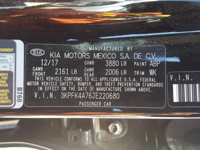 Photo 9 VIN: 3KPFK4A76JE220680 - KIA FORTE LX 