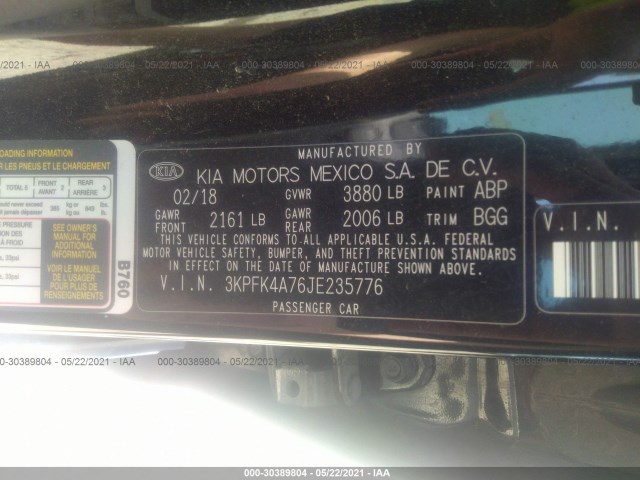 Photo 8 VIN: 3KPFK4A76JE235776 - KIA FORTE 