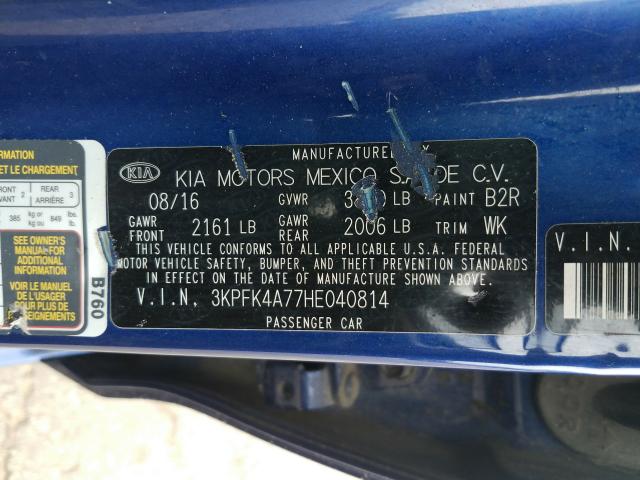 Photo 9 VIN: 3KPFK4A77HE040814 - KIA FORTE LX 