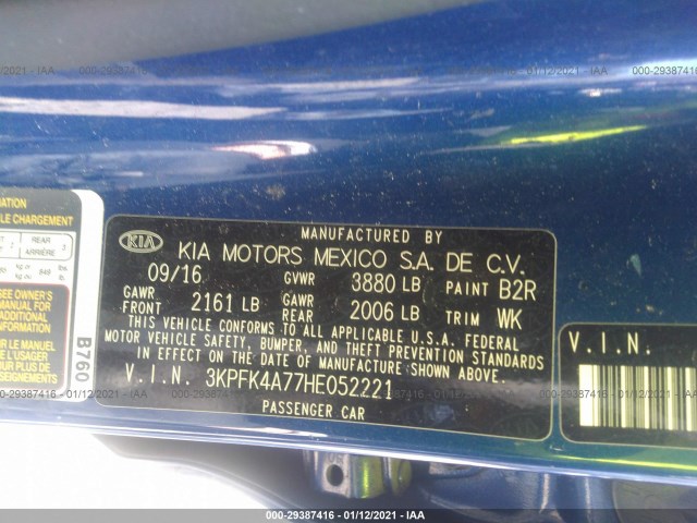 Photo 8 VIN: 3KPFK4A77HE052221 - KIA FORTE 