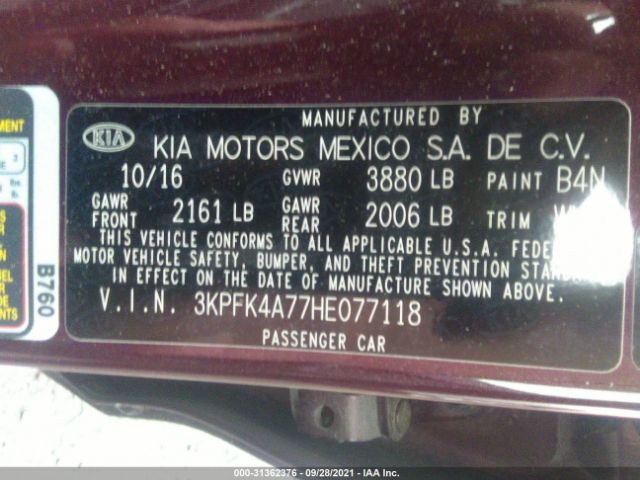 Photo 8 VIN: 3KPFK4A77HE077118 - KIA FORTE 