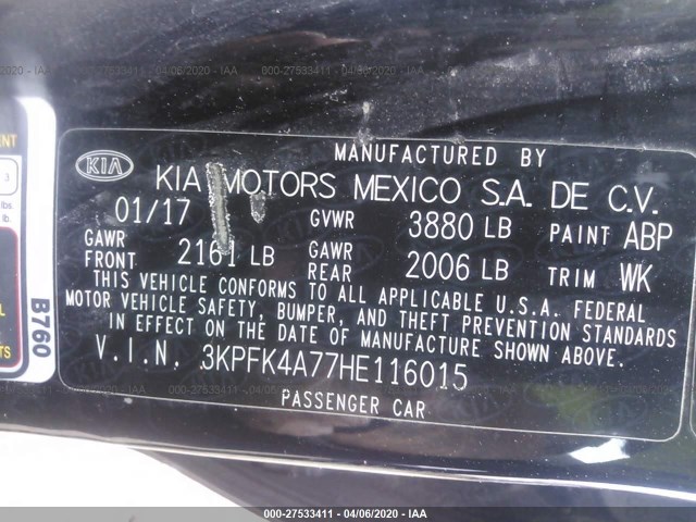 Photo 8 VIN: 3KPFK4A77HE116015 - KIA FORTE 